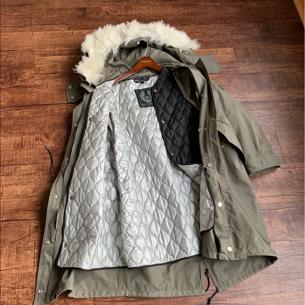 Belstaff olive green shearing trim hooded jacket - Picture 11 of 16